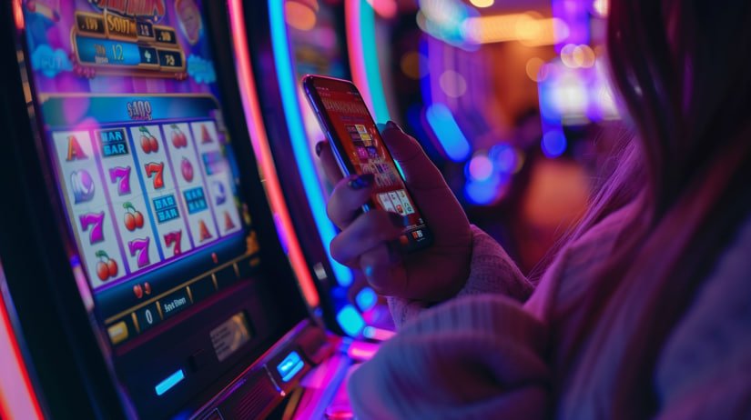 Interface permainan Lucky Neko di aplikasi mobile pusat judi dengan grid simbol dan tombol taruhan